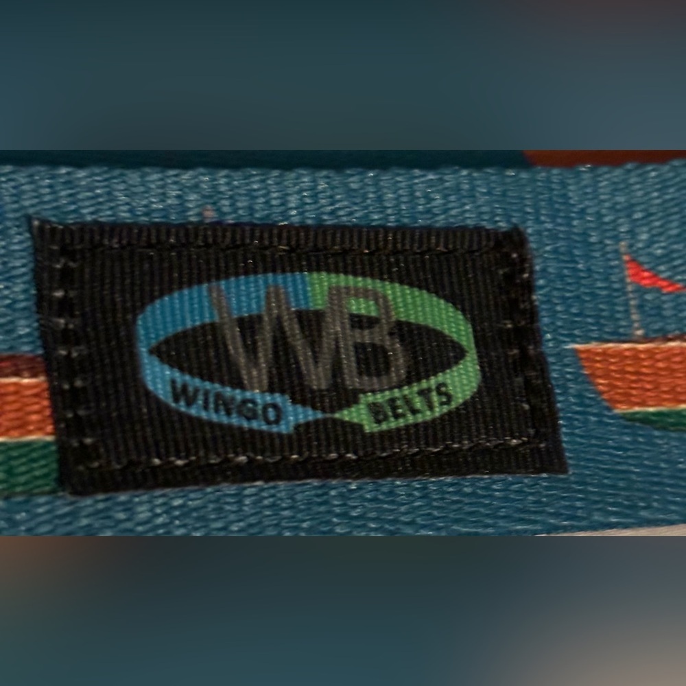 Wingo Mens Newport Belt D Ring 48" Strap Flag Chris craft Boat Nautical Sz Large - Picture 2 of 5